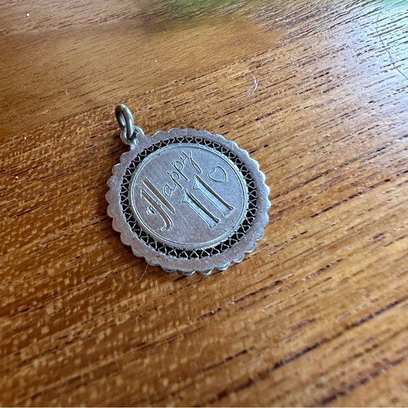 Vintage Sterling Silver Happy 11th Birthday Charm 925 - Picture 4 of 7